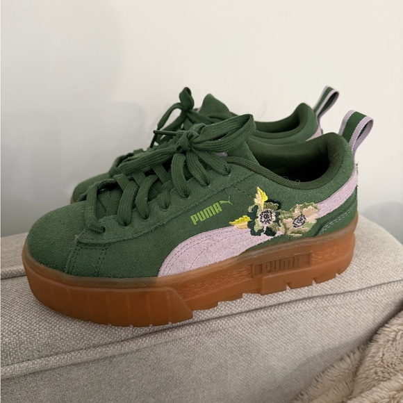 Puma x liberty mayze platform gumshoe sneaker embroidered floral green lilac ltd - Picture 15 of 17
